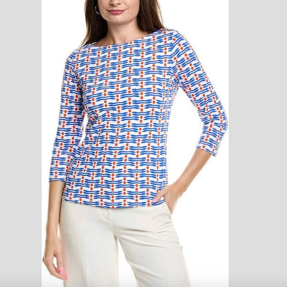 J Mclaughlin Catalina cloth wavesong geometric print top - Picture 2 of 9